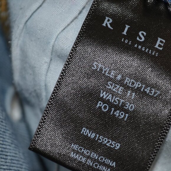 Risen Jeans Womens 11/30 Blue Distressed Frayed Hem High Rise Straight Leg Blue - Picture 7 of 9